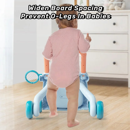Baby Push Walker Toy – Early Learning Sit-to-Stand Anti-Rollover Multi-Function Activity Walker for Infants and Toddlers