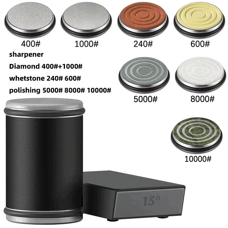 New Rolling Double-Sided Diamond Knife Sharpener – 15° & 20° Magnetic Angle Roller for Kitchen Sharpening