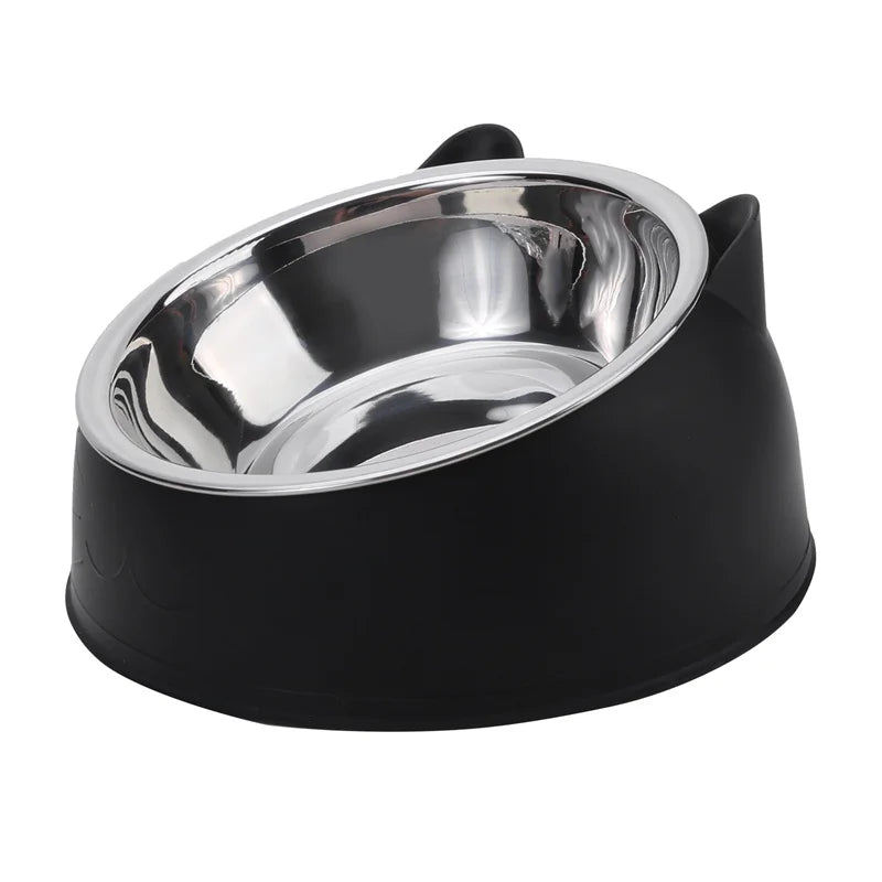 Stainless Steel Cat Food Bowl - Inclined Feeding Bowl for Cats and Puppies