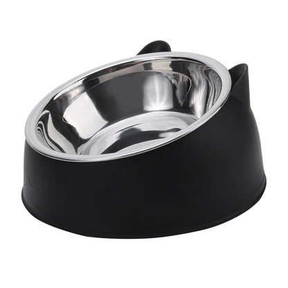 Stainless Steel Cat Food Bowl - Inclined Feeding Bowl for Cats and Puppies