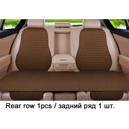Universal Car Flax Seat Cushion Protector - Front and Rear Seat Cover Pad with Backrest Mat for Automotive Interiors