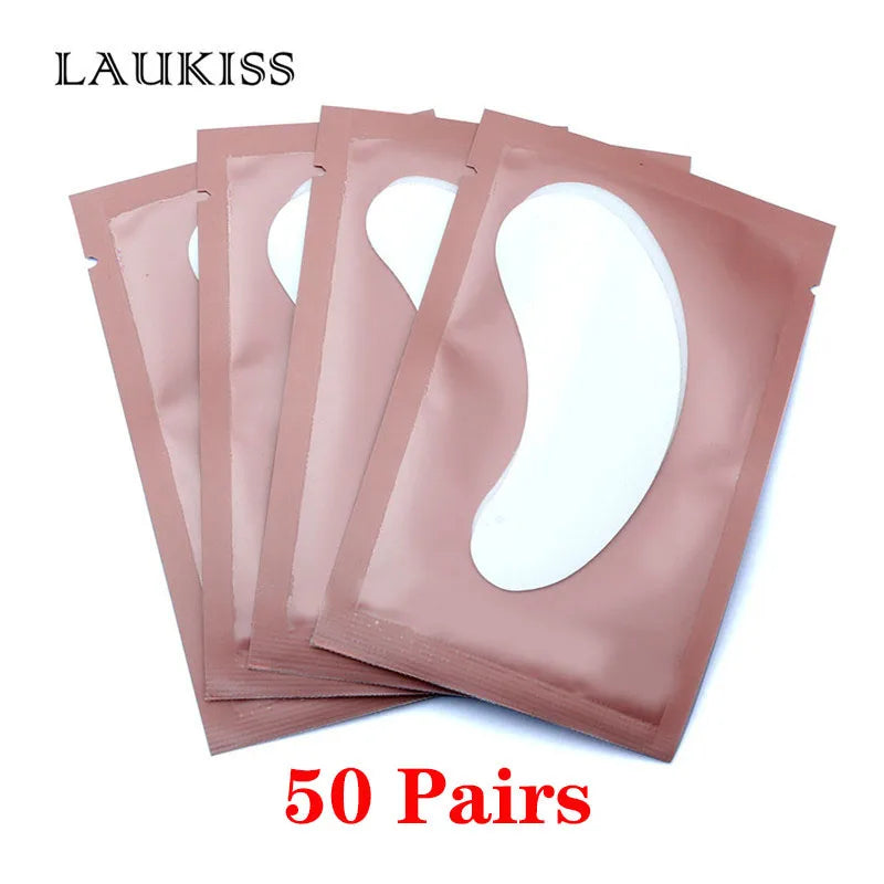 25/50/100 Pairs Hydrogel Eye Patches | Lint-Free Under Eyelash Pads for False Eyelash Application | LAUKISS Paper Stickers