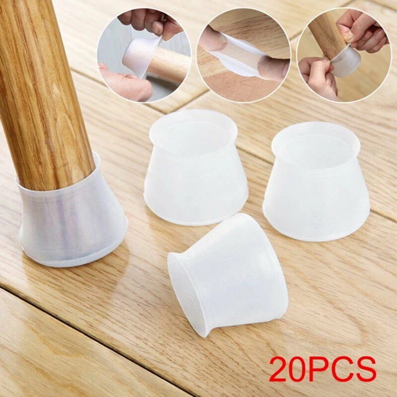 PVC Furniture Legs Protection Cover - 20Pcs Table Feet Pad Floor Protector for Chair Leg, Anti-Slip Table Legs Pad