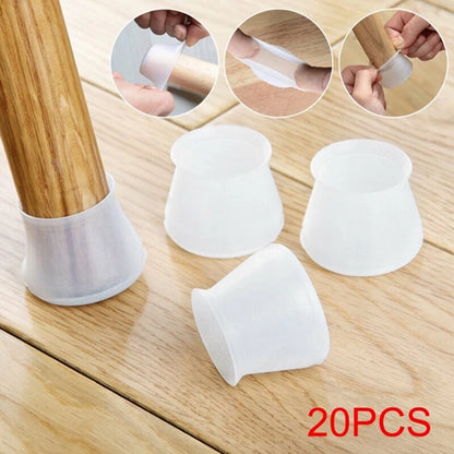 PVC Furniture Legs Protection Cover - 20Pcs Table Feet Pad Floor Protector for Chair Leg, Anti-Slip Table Legs Pad