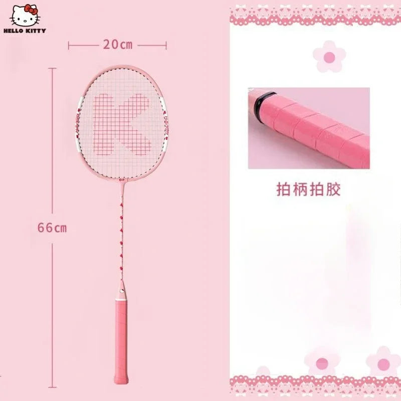 Hello Kitty Kawaii Anime Badminton Racket Set – Ultra-Light Durable Double Rackets, Cute Sports Gift
