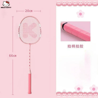 Hello Kitty Kawaii Anime Badminton Racket Set – Ultra-Light Durable Double Rackets, Cute Sports Gift