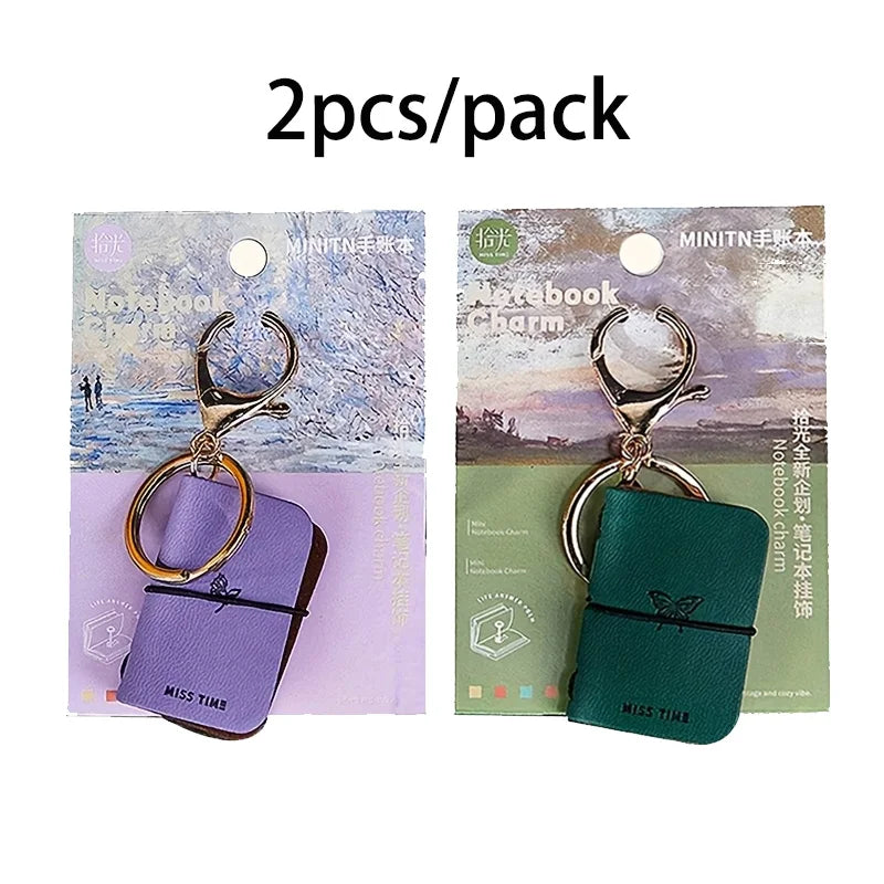 Mini PU Journal Keychain - Portable Leather Diary & Backpack Notebook Charm