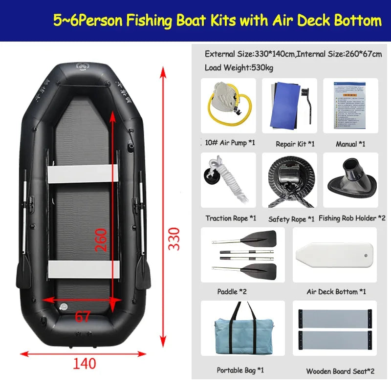 Professional Inflatable Dinghy Raft – Tear-Resistant Foldable Rowing Boat for Adults, Kayak, Canoe & Fishing