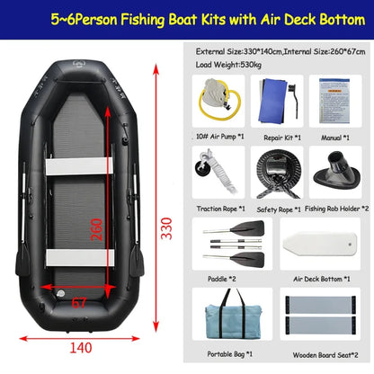 Professional Inflatable Boat Raft Dinghy for Adults – Tear-Resistant Foldable Kayak Canoe Fishing & Drifting Boat