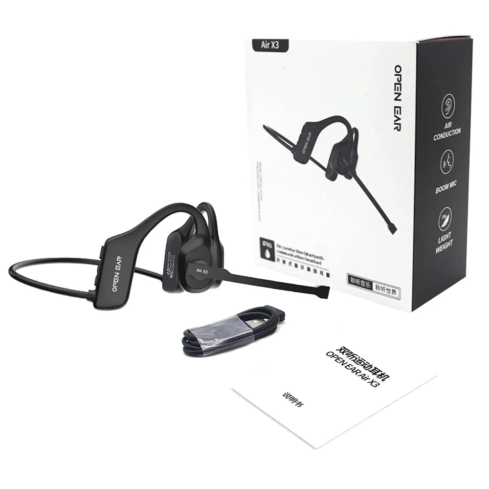 Open-Ear Bluetooth Headset — Wireless Air Conduction Headphones with Noise-Canceling Microphone for Truckers, Office & Call Centers