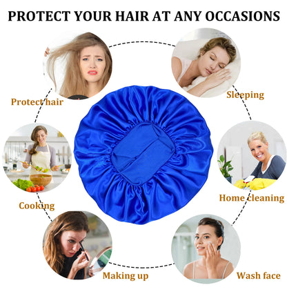 Silk Large Satin Bonnet for Women - Elastic Sleep Cap for Hair Care