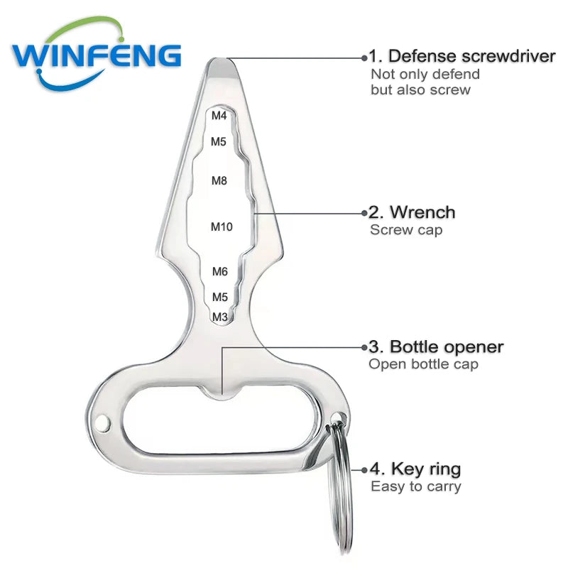 EDC Self-Defense Keychain Tool - Outdoor Survival Stinger with Bottle Opener & Wrench for Men & Women