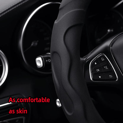 Artificial Lambskin 3D Sports Car Steering Wheel Cover — Fits 14.5-15 Inch (37-38CM) Wheels