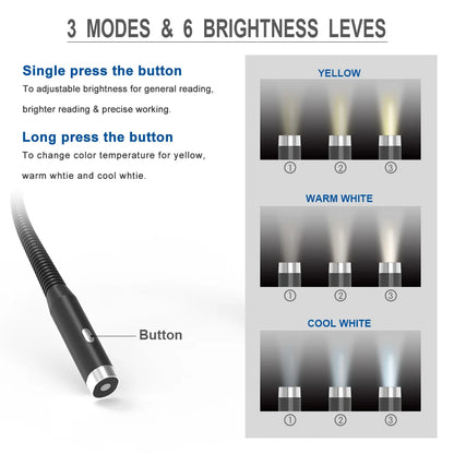 Rechargeable LED Neck Reading Light - 3 Modes, Portable Hug Lamp for Books, Novelty Flashlight, and Night Light
