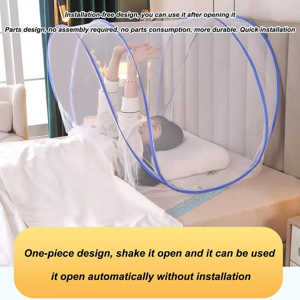 Portable Camping Tent Bed Canopy — Foldable Mesh Mosquito Net for Outdoor Use, Single Bed, Easy Setup