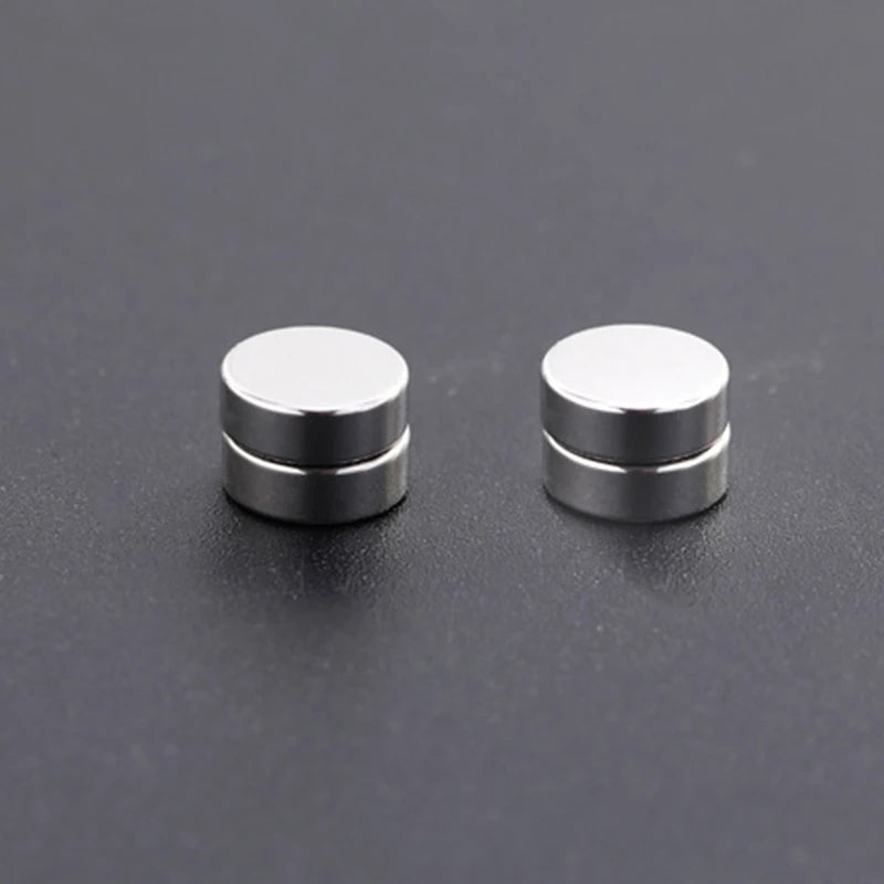 Crystal Strong Magnetic Ear Stud Clip Earrings - Punk Round Zircon Non-Piercing Earrings for Men & Women