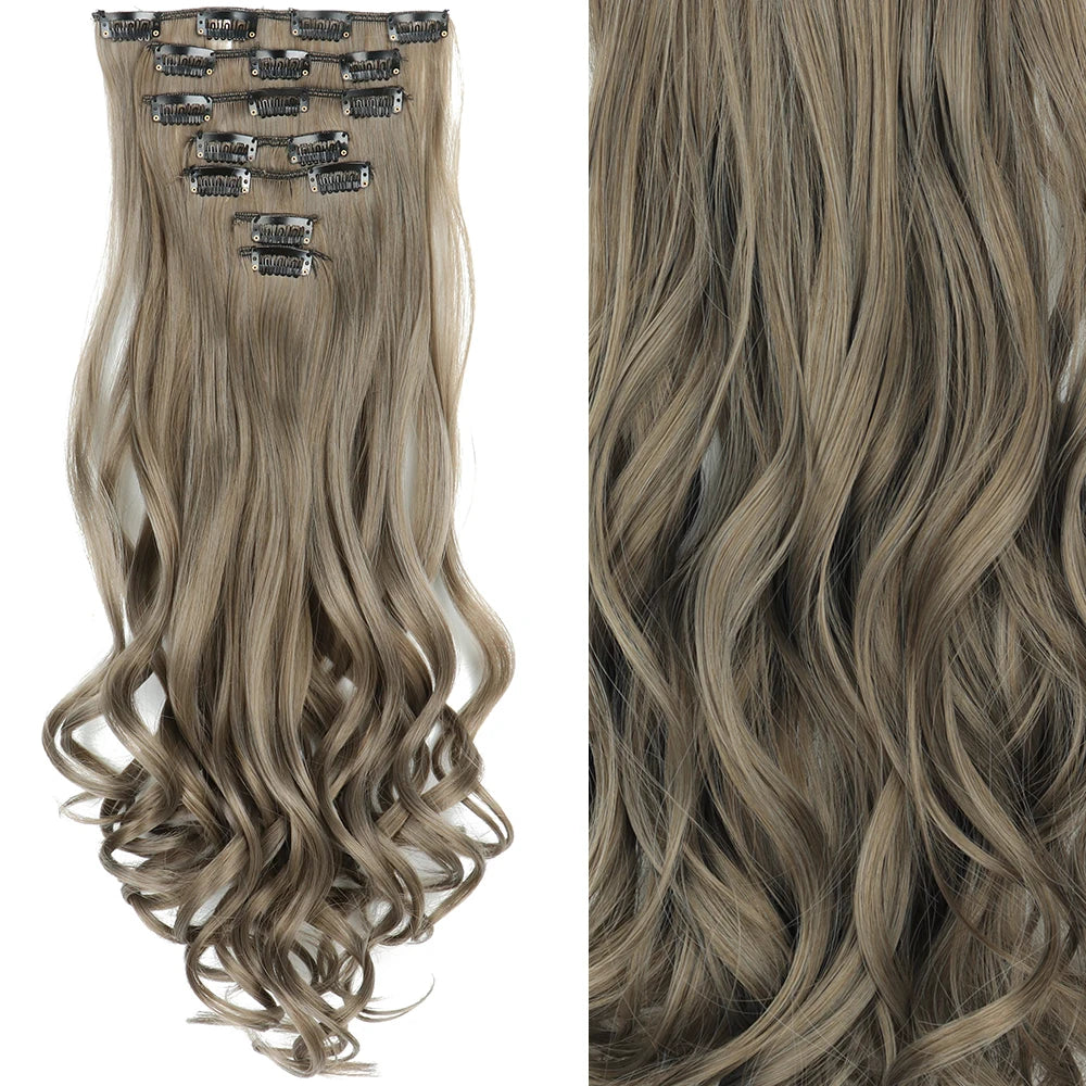 Women’s 7Pcs Hair Extensions with 16 Clips – Natural Black Straight Ombre Hairpiece