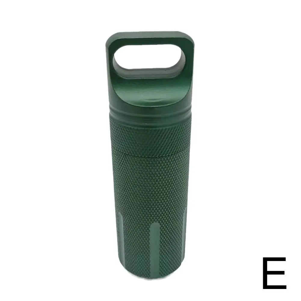 Aluminum Alloy Airtight Pill Container — Portable Waterproof EDC Single-Chamber Capsule Holder & Medicine Case