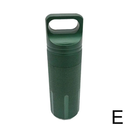 Aluminum Alloy Airtight Pill Container — Portable Waterproof EDC Single-Chamber Capsule Holder & Medicine Case