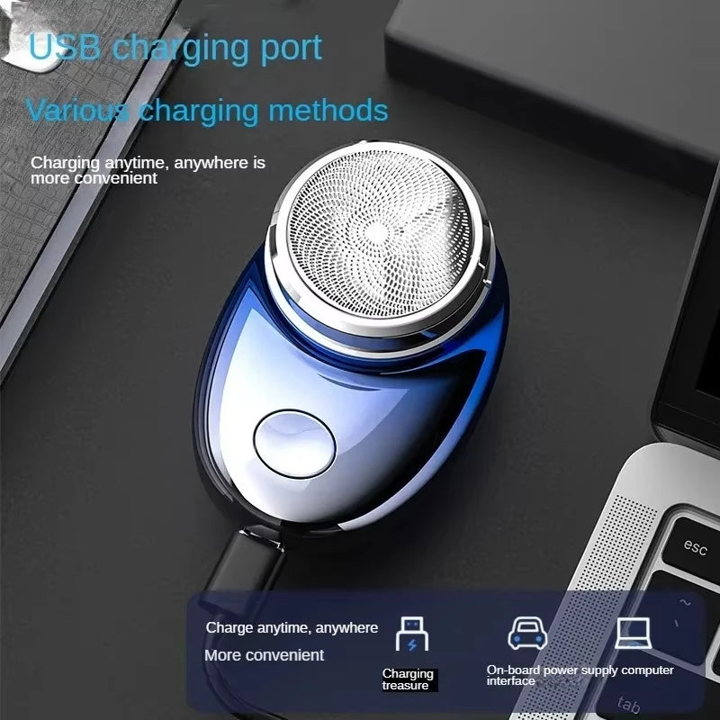 Waterproof Mini Electric Shaver – Portable Rechargeable Travel Beard & Facial Grooming Trimmer Tool