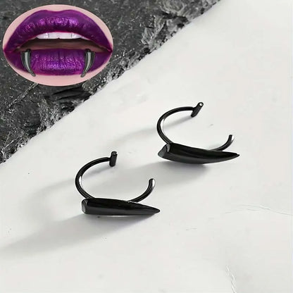 Stainless Steel Gothic Sharp Teeth Lip Clip | Punk Non-Piercing Halloween Jewelry for Women & Men