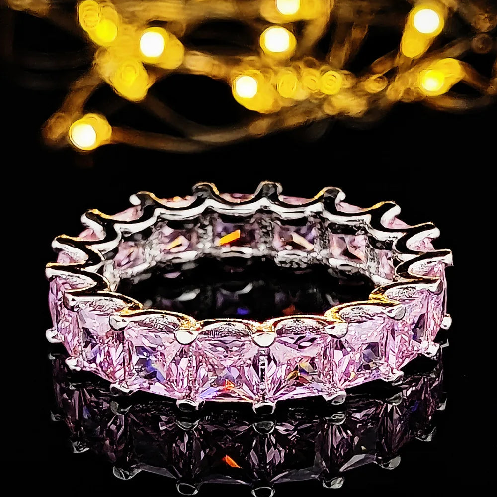 925 Sterling Silver Eternity Band Ring - CZ Diamond Promise Engagement Wedding Jewelry for Women & Men
