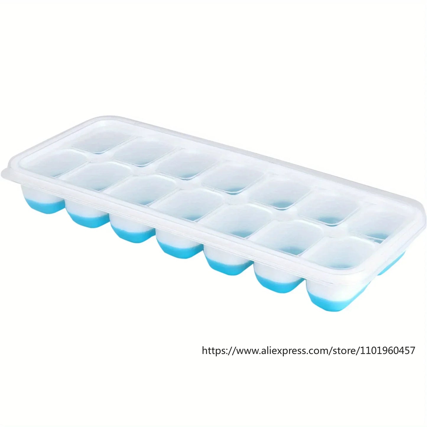 Silicone Ice Cube Mold – Easy-Release Flexible Tray with Spill-Resistant Removable Lid, Stackable Ice Trays with Covers