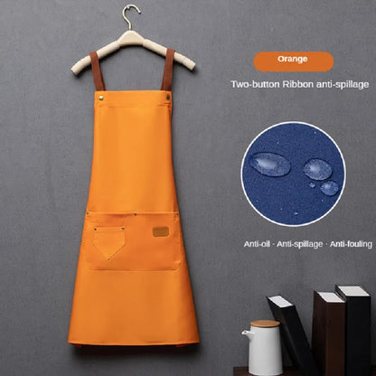 Customized Embroidery Kitchen Apron – Waterproof Bib with Logo, Signature, Pockets, and Waist Bag for Home Chefs & Bakers