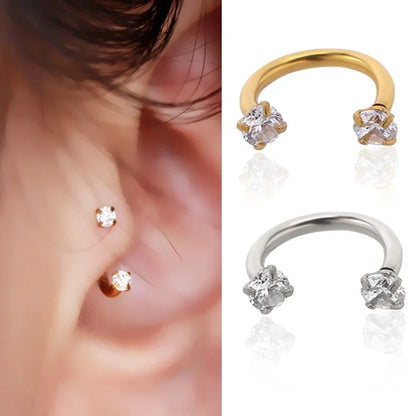 Stainless Steel Crystal Hoop Piercing – Nose, Ear, Belly Ring for Women & Men, Cartilage Helix Daith Jewelry