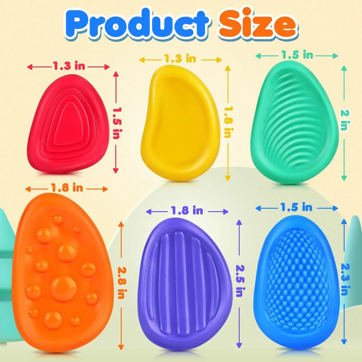 6-Pack Sensory Stone Fidget Toys - Textured Silicone Stress Relief & Calming Toys