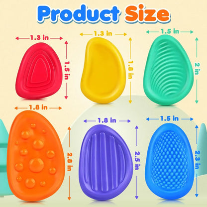 6-Pack Sensory Stone Fidget Toys - Textured Silicone Stress Relief & Calming Toys