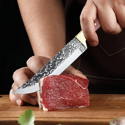 Forged Stainless Steel Boning & Meat Cleaver Knife – Mongolian Kitchen Hand Knife for Lamb, Steak, and Fruit with Cover