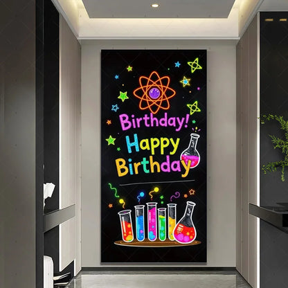 Chemistry Lab Door Cover Backdrop – Science Experiment Party Decoration & Photography Props with Laboratory Equipment Theme