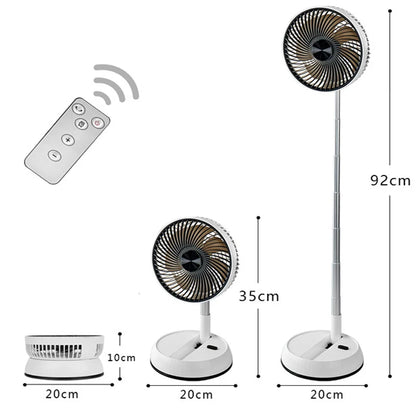 Portable Folding Fan - 6000mAh Rechargeable USB Remote Control Silent Floor Standing Fan