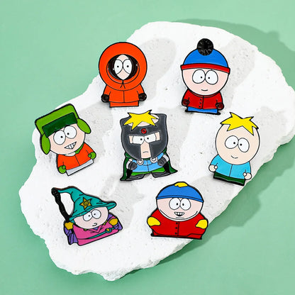 7-Piece Cartoon TV and Movie Character Enamel Pin Set - Metal Lapel Brooches for Backpacks, Hats, Cosplay and Gifts