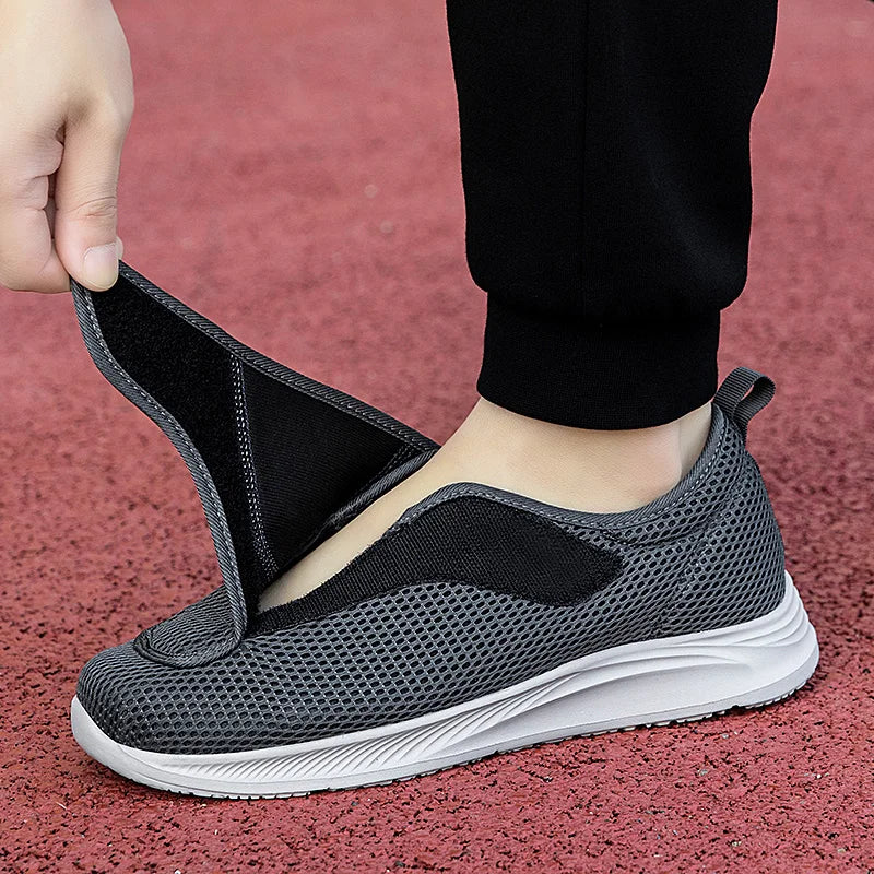 Adjustable Lightweight Open Walking Shoes for Men, Comfortable Diabetic Sneakers for Swollen & Elderly Feet, Breathable Support Fit