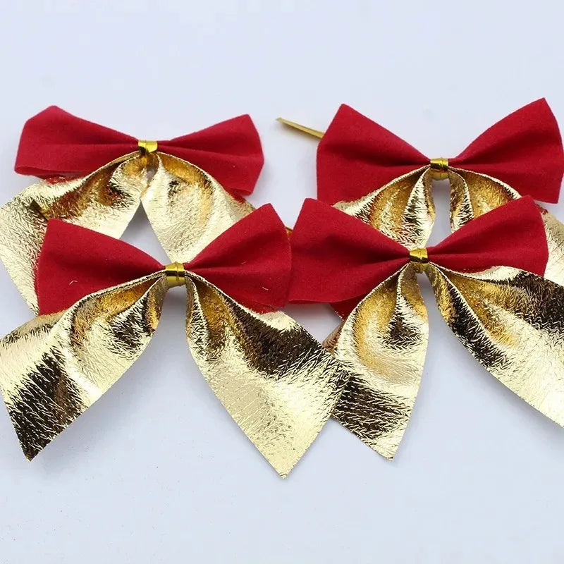 12/24/36PCS Christmas Mini Bows – Red & Gold Bowknots for Tree, Home, Wedding & New Year Party Decorations