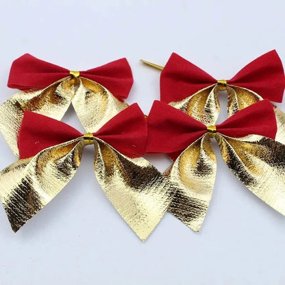 12/24/36PCS Christmas Mini Bows – Red & Gold Bowknots for Tree, Home, Wedding & New Year Party Decorations