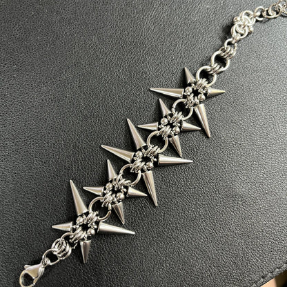 Punk Grunge Rivet Chain Earrings & Geometric Necklace – Handmade Goth Hip Hop Jewelry