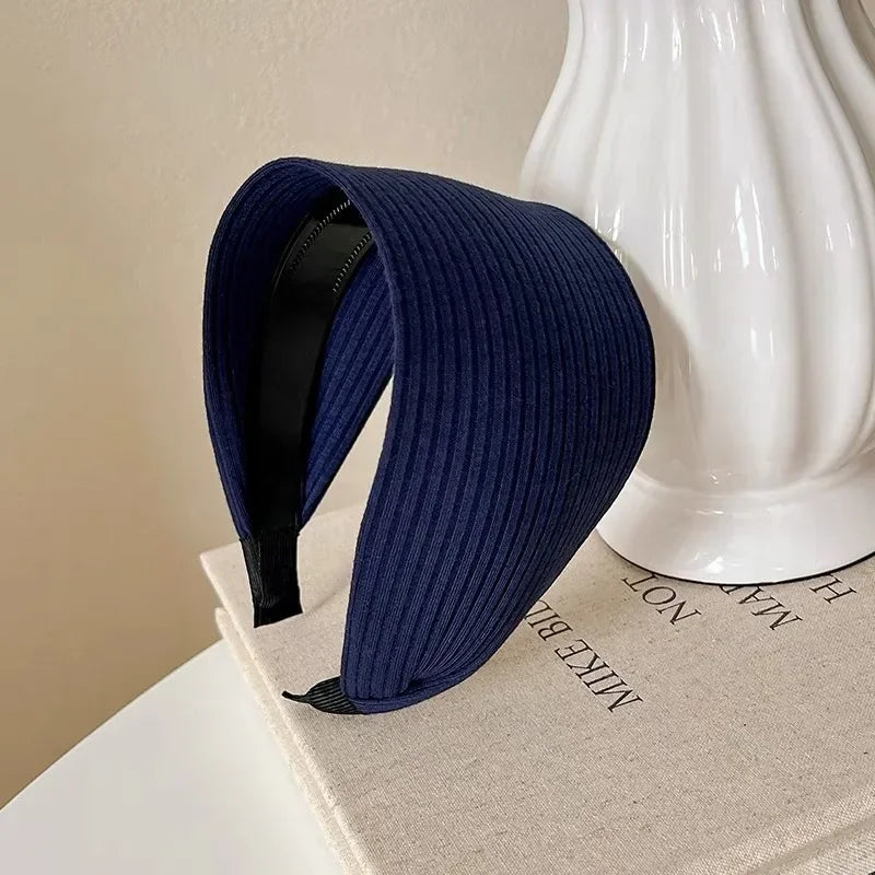 New Soft Wide Knitting Cotton Hairbands for Women & Girls – Korean Solid Turban with Teeth, Head Band Headwear Accessories