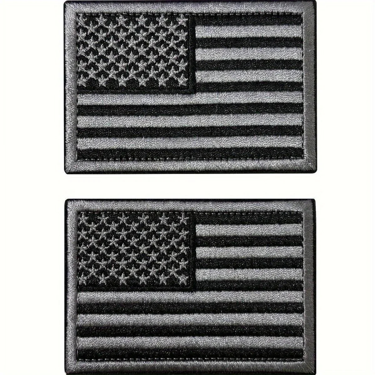 2pcs USA Flag Embroidered Patch Set - Black & Army Green/Gray American Flag Patches for Hats, Jackets & Backpacks