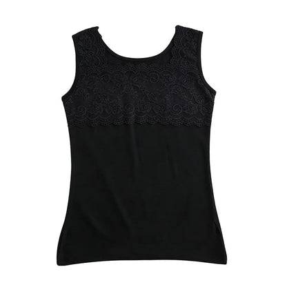 Women's Lace Trim Tank Top - Sleeveless Slim-Fit U-Neck Summer Cami Shirt
