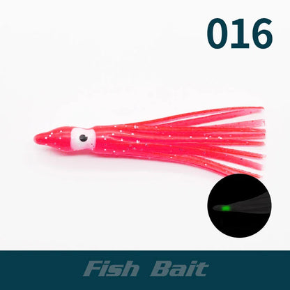 PRO BEROS 5Pcs Luminous Octopus Fishing Lures - Silicone Squid Skirts Glow Bait for Tuna Trolling & Sea Jigging