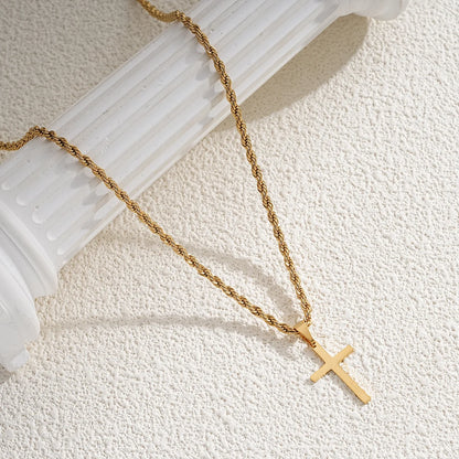 New Stainless Steel Gold Cross Pendant Necklace - Minimalist Jewelry for Men and Women - 2024 Choker Gift