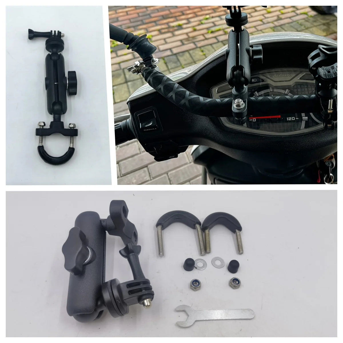 Motorcycle & Bicycle Handlebar Mirror Mount for GoPro 12/11/10/9/8 – Compatible with Insta360 X3/X4 & DJI Action Camera Accessories
