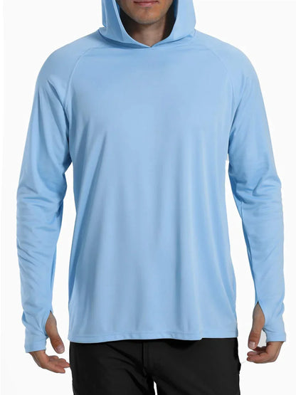 TACVASEN Men's Sun Protection Hoodie T-Shirt – UV-Proof, Lightweight, Breathable Long Sleeve Quick-Dry Top