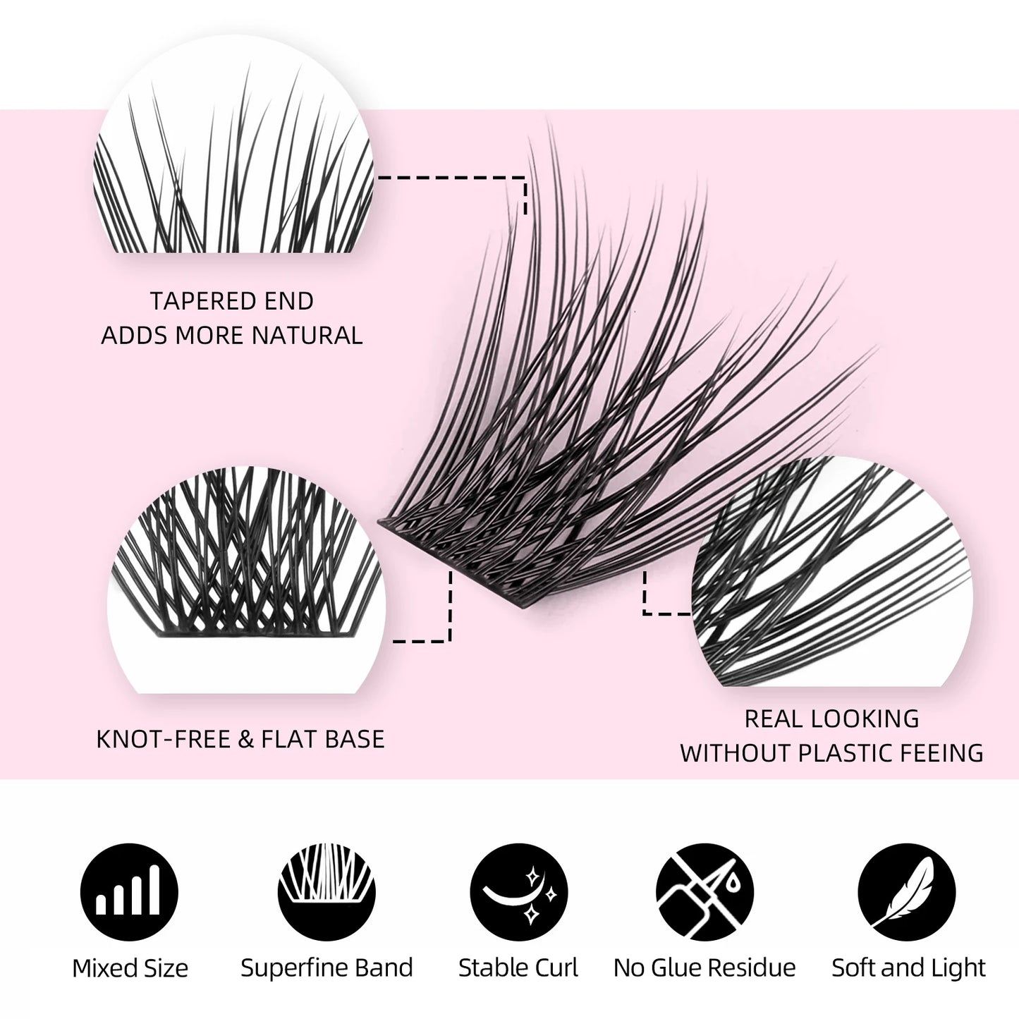 DIY 144 Cluster Lashes YUANZHIJIE – Natural C/D Curl Segmented Mink Individual Eyelash Extensions Kit for Home Makeup & Professional Volume Look (Free Shipping)