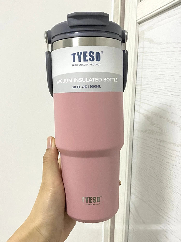 Tyeso Double-Layer Insulated Coffee Cup – Portable Stainless Steel Ice Cream Cup with Cold Insulation & Large Capacity