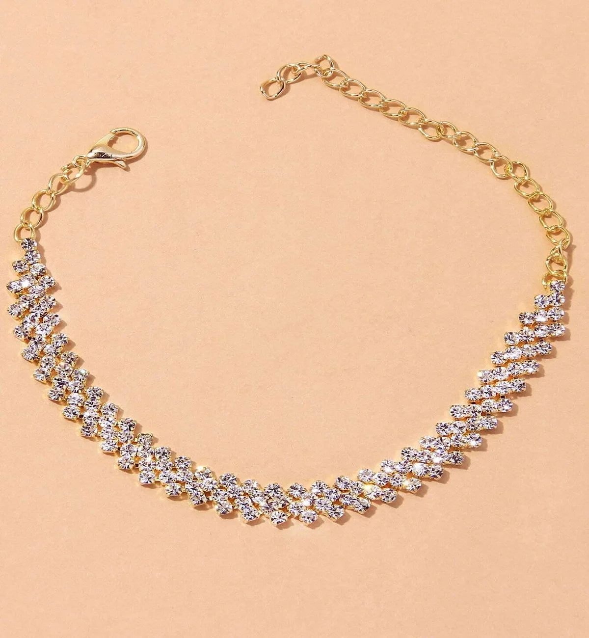 Women's Premium Copper Inlaid Water Diamond Love Foot Chain Bracelet – Fashion Wedding Party Jewelry Accessories