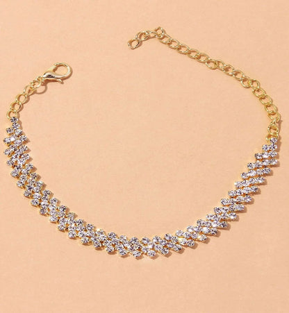 Women's Premium Copper Inlaid Water Diamond Love Foot Chain Bracelet – Fashion Wedding Party Jewelry Accessories